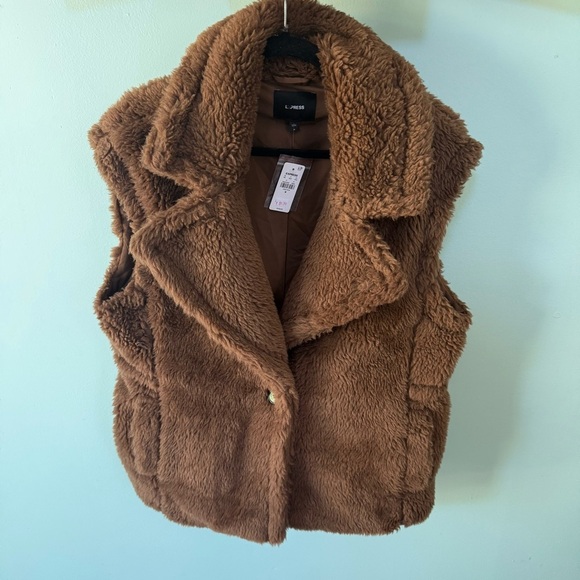 Express Womens Teddy Cinched Back Brown Vest Size Medium - Picture 7 of 16